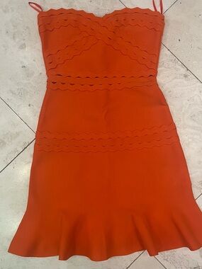 Strapless bandage Mini Dress in Vibrant Orange